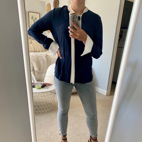 FRAME Collarless Silk Blouse - Picture 1 of 4